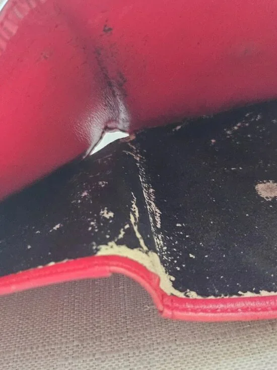 Vintage Louis Vuitton Wallet Card Holder Red Leather Tri Fold Purse Made France - Picture 12 of 12